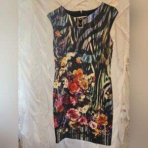 Joseph Ribkoff - Floral Office Professional Sheath Dress, Gold Neck Detail